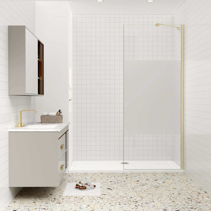Duschkabine 8mm NANO Glas 110 cm H.200 cm Duschtrennwand mit stabilisator goldfarben