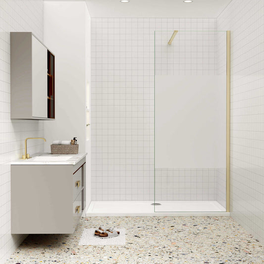 Duschkabine 8mm NANO Glas 120 cm Duschabtrennung Walk-In Dusche goldfarben