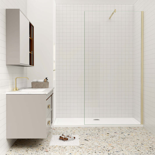 Duschkabine 8mm NANO Glas 120 cm Duschtrennwand goldfarben