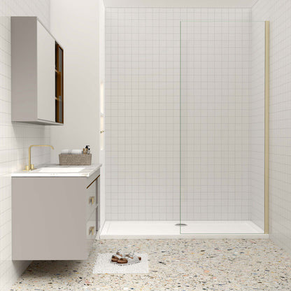Duschkabine 8mm NANO Glas 120 cm Walk in Duschtrennwand goldfarben