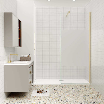 Duschkabine 8mm NANO Glas 140 cm Walk in Dusche goldfarben