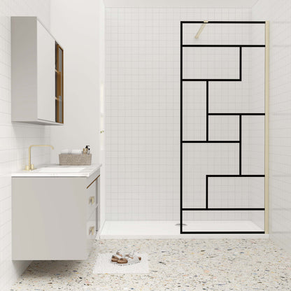 Duschkabine 8mm NANO Glas 70 cm Duschglaswand H200 cm goldfarben