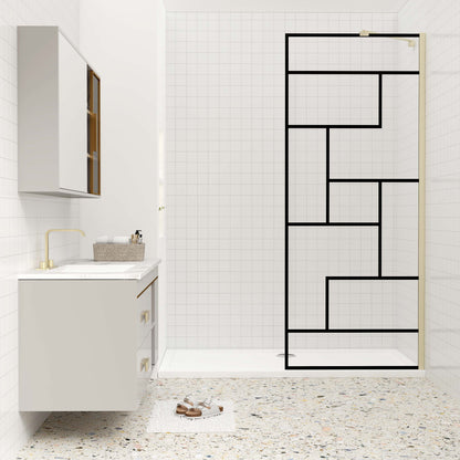 Duschkabine 8mm NANO Glas 70 cm H.200 cm Duschtrennwand mit stabilisator goldfarben