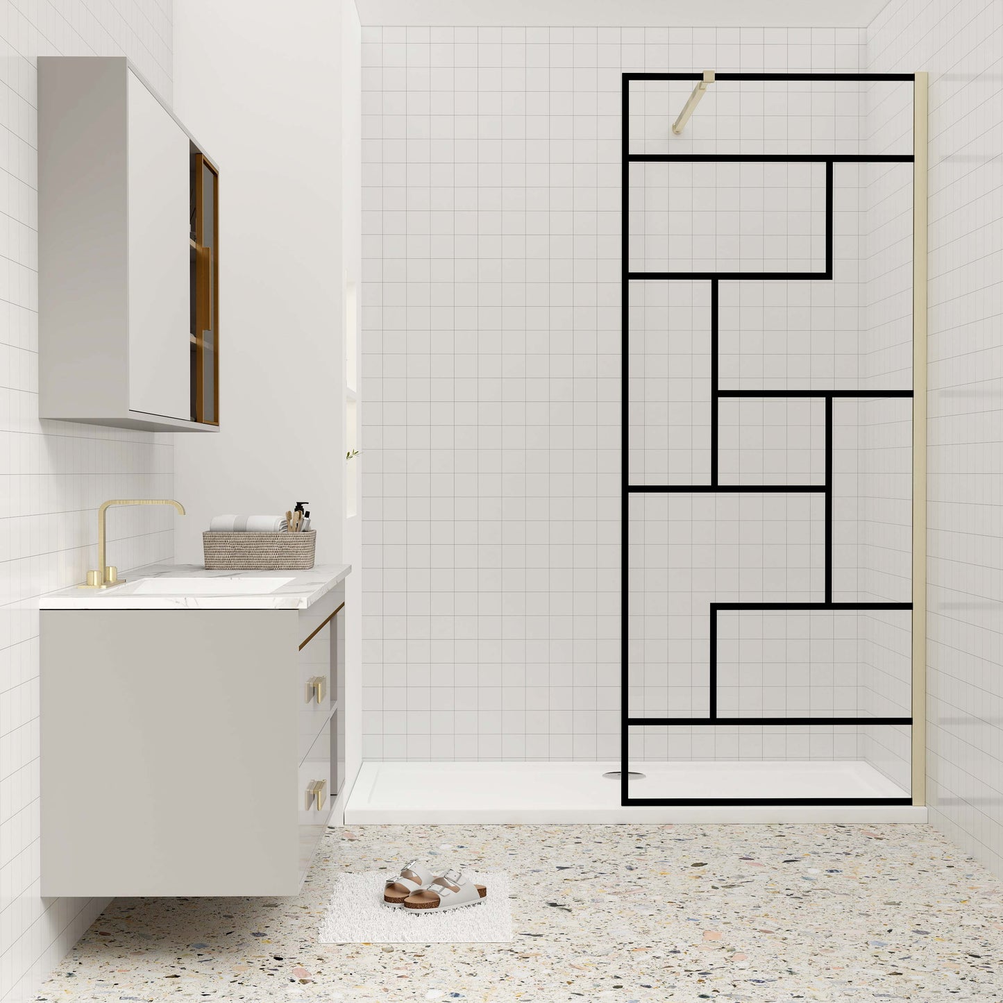 Duschkabine 8mm NANO Glas 70 x 200 cm goldfarben