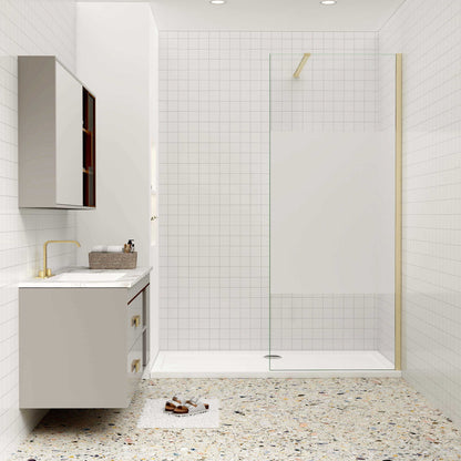 Duschkabine 8mm NANO Glas 80 cm Duschabtrennung Walk-In Dusche goldfarben