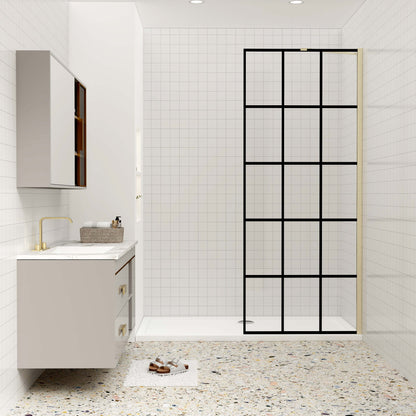 Duschkabine 8mm NANO Glas Duschglaswand 140 cm goldfarben