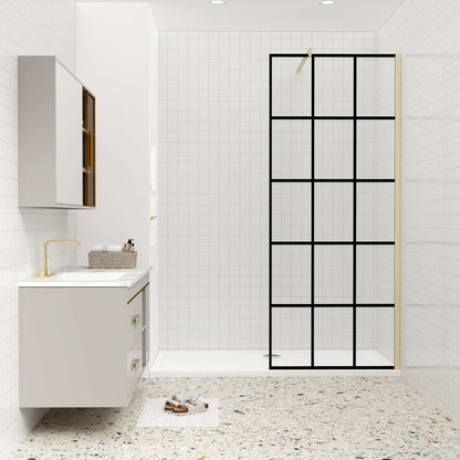 Duschkabine 8mm NANO Glas Walk-in Dusche Glastrennwand 100 cm goldfarben