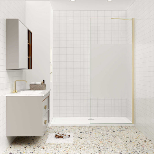 Duschkabine 8mm NANO Glas Walk-in Dusche Glastrennwand 70 cm goldfarben