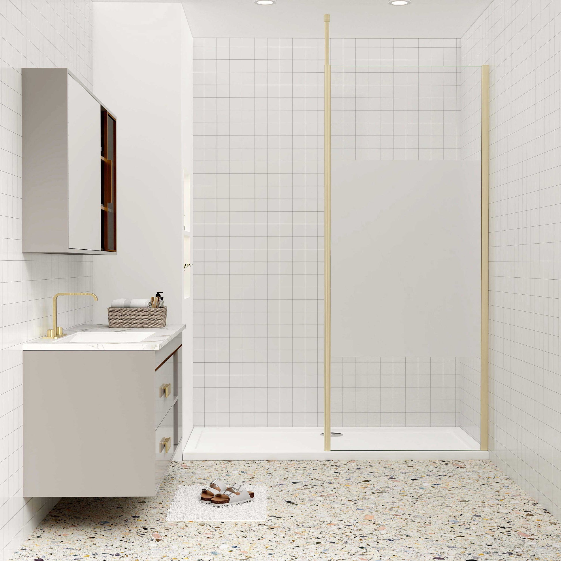 Duschkabine 8mm NANO Glas mit Glasschutzfolie 140 cm Höhe 200 cm goldfarben