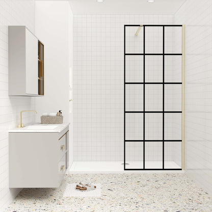 Duschkabine 8mm NANO Glaswand 140 cm goldfarben