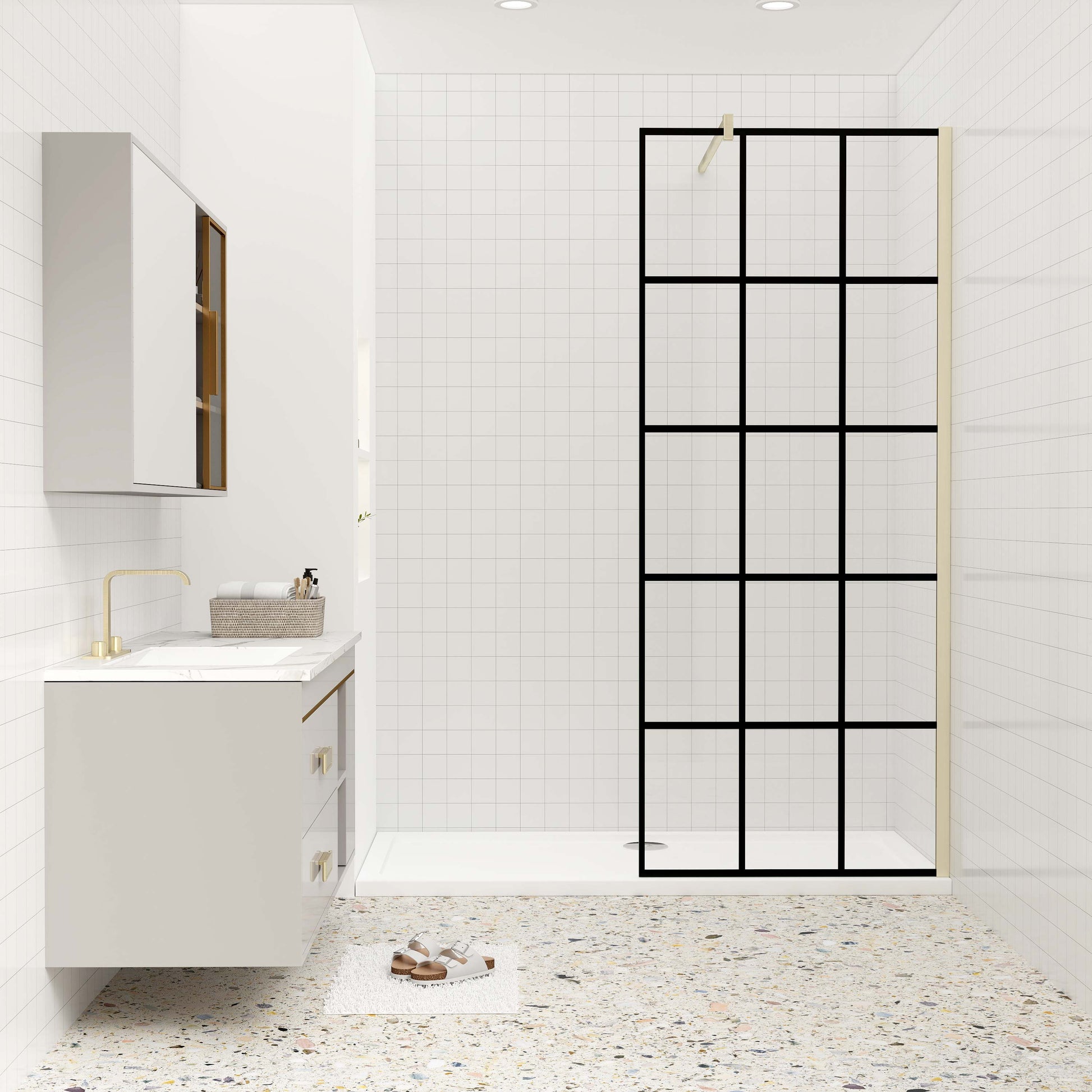 Duschkabine 8mm NANO Sicherheitsglas 90x200 cm goldfarben