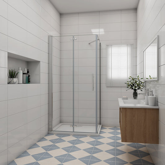 Duschkabine 900x900 H 1970 mm Falttür mit Seitenwand Duschtasse badezimmer ideen