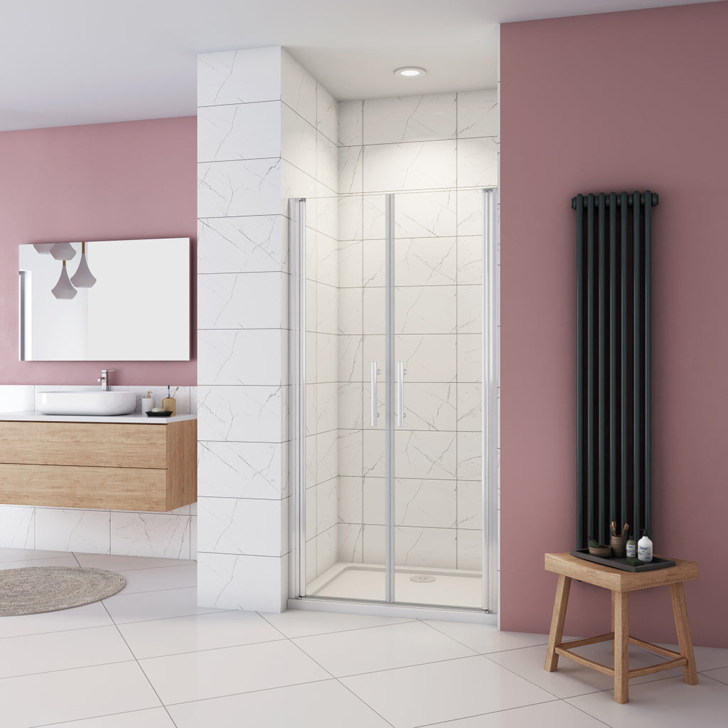 Duschkabine Doppelpendeltüren 80xH195 Duschtasse 100x80 cm für badezimmer