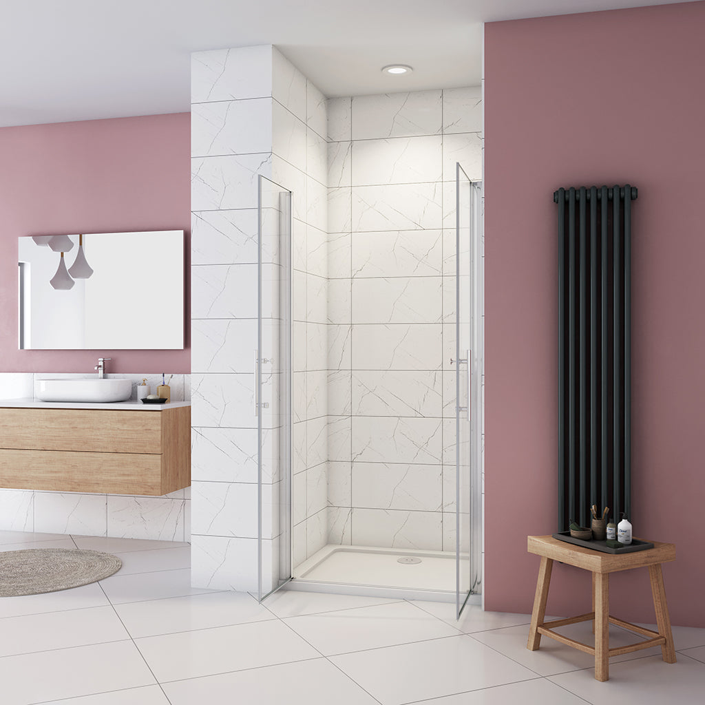 Duschkabine Doppelpendeltüren 80xH195 Duschtasse 140x80 cm für badezimmer