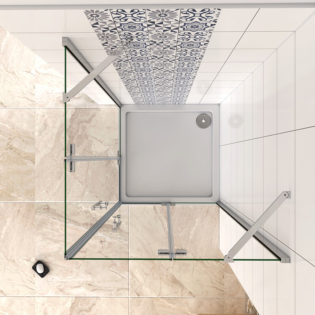 Duschkabine WERRA Eckdusche, ESG Glas 5 Mm, Nano-Beschichtung, 80 X 80 X 190 Cm – Teilsatiniert