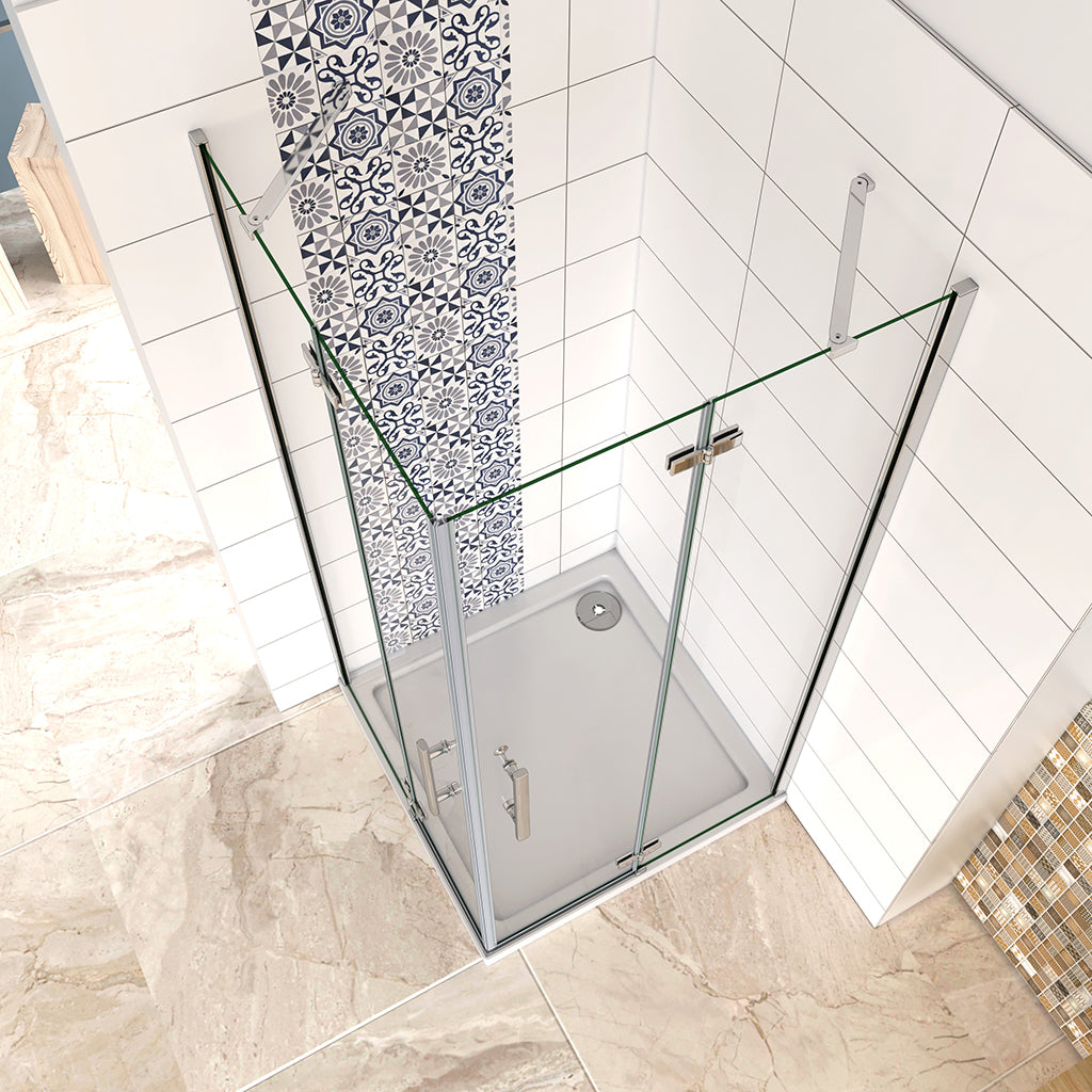 Duschkabine Drehtür Eckeinstieg 90x80xH195cm Duschtasse für badezimmer