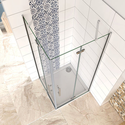 Duschkabine Drehtür Eckeinstieg 90x80xH195cm Duschtasse für badezimmer