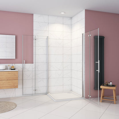 Duschkabine Falttür Eckeinstieg 1100x900xH1850mm Duschtasse für badezimmer