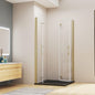 duschkabine 100x100 eckeinstieg Falttür Dusche Duschwand NANO Glas Duschabtrennung H.195 cm gold