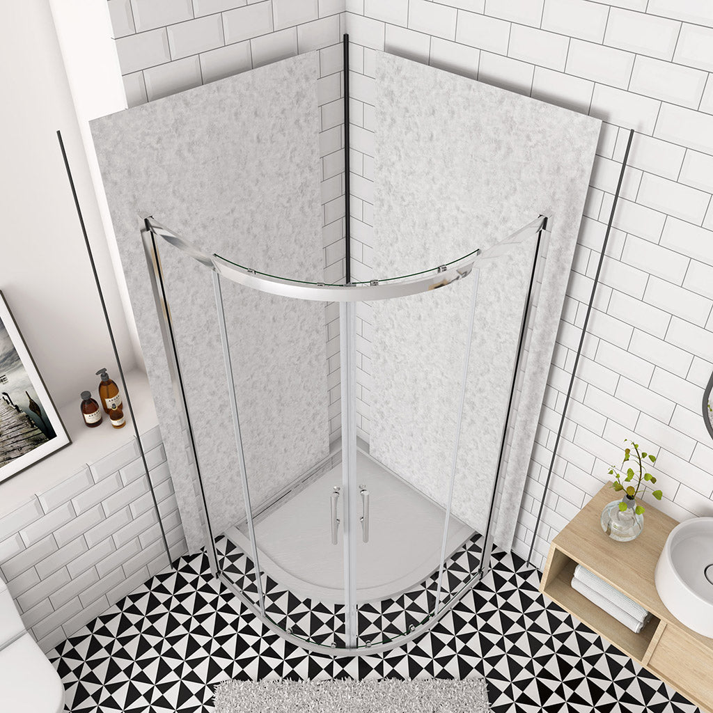 Duschkabine Runddusche Schiebetür Eckeinstieg 800x800xH1850mm Wandverkleidung für badezimmer