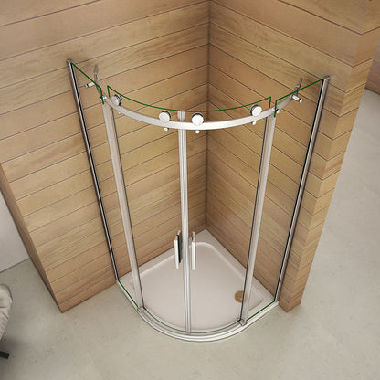 Duschkabine Runddusche Schiebetür Eckeinstieg 90x90xH195cm