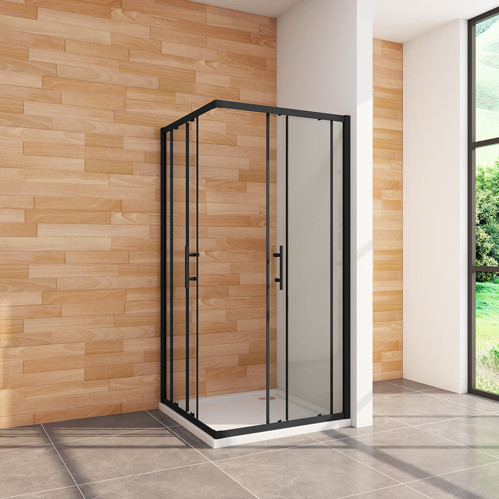 Duschkabine Schiebetür Eckeinstieg 80x80xH195cm Duschtasse Ablaufgarnitur für badezimmer