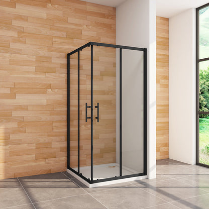 Duschkabine Schiebetür Eckeinstieg 900x800xH1950mm Duschtasse Ablaufgarnitur