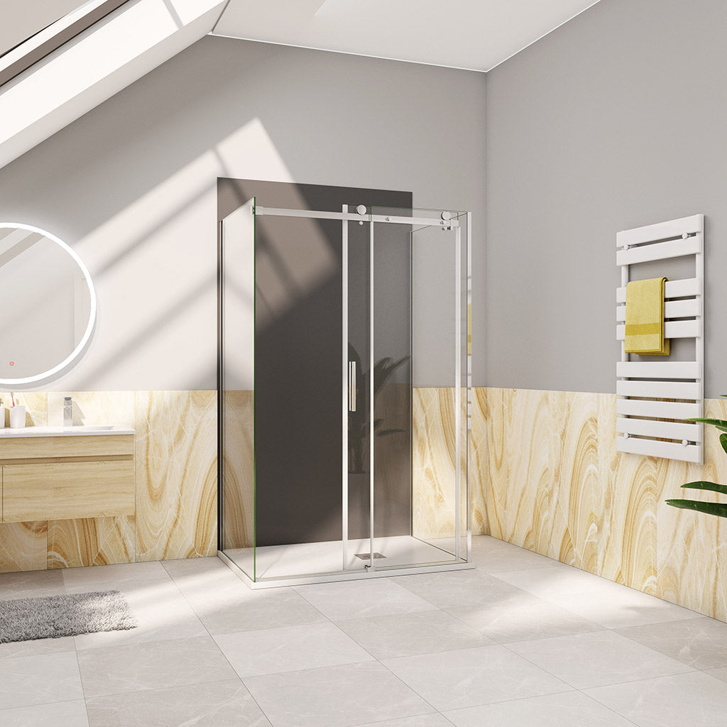 Duschkabine Schiebetür U-Form 100x80xH195 cm Aluverbundplatte für badezimmer