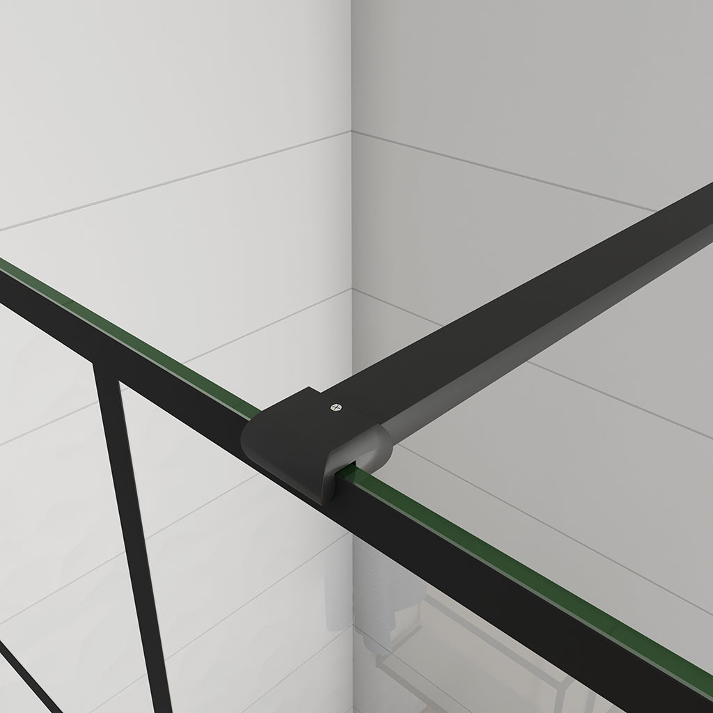Duschkabine Walk in Duschwänd 80 Gittermuster mit Stabilisationsstange 90 cm
