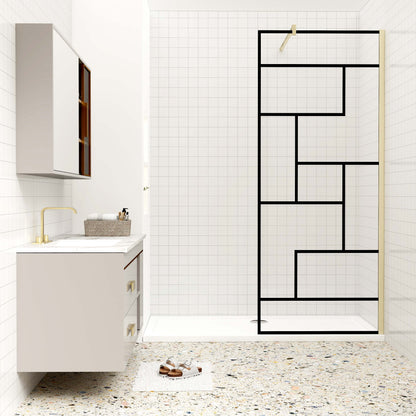 Duschkabine begehbare Dusche aus 8 mm Sicherheitsglas 140 cm goldfarben