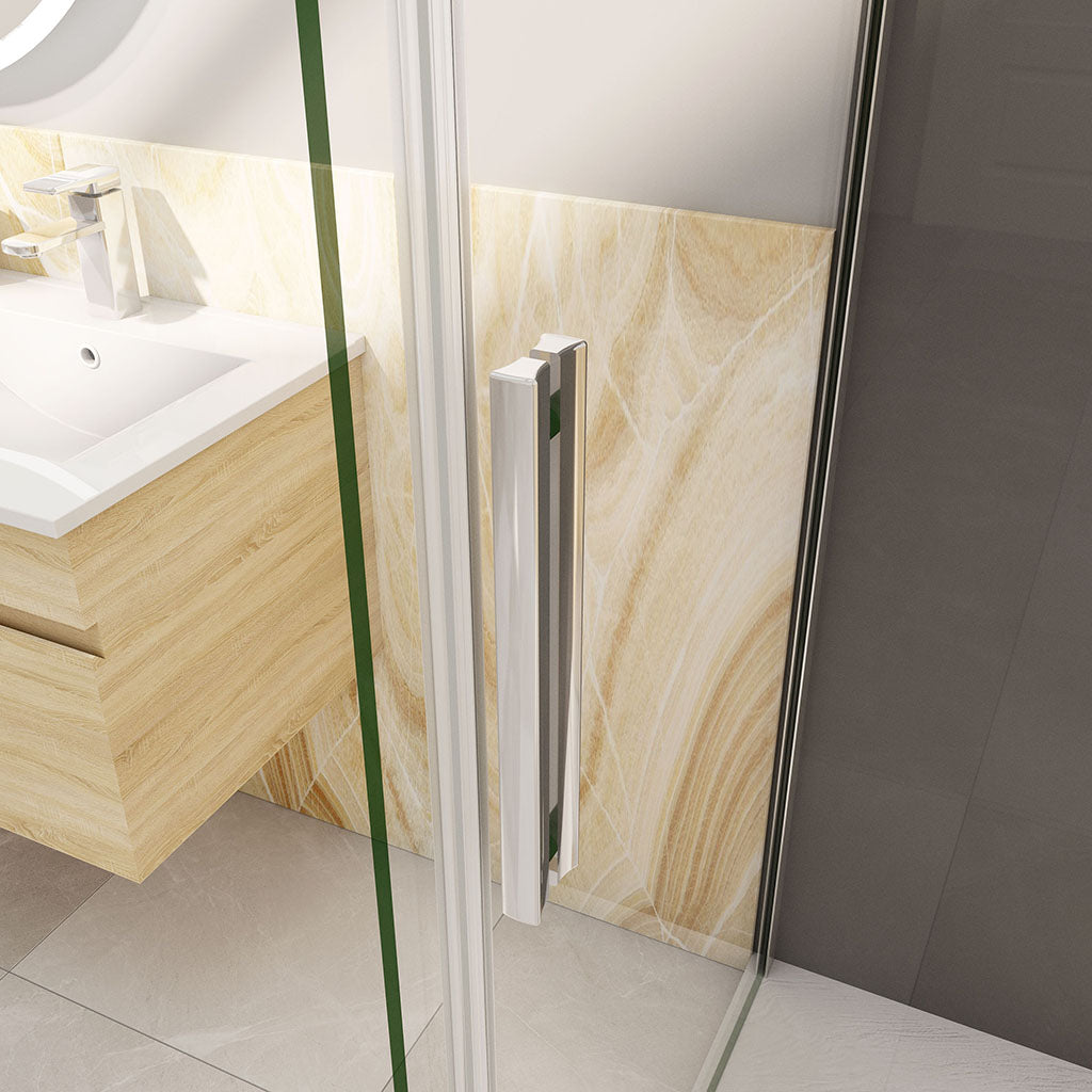 Duschkabine duschschiebetür glas U Form 100x80 H195 cm Aluverbundplatte für badezimmer
