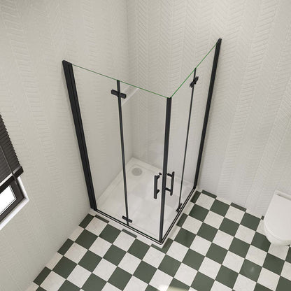 Duschkabinen Falttür Eckeinstieg 1000x900xH1850mm Duschtasse Ablaufgarnitur für badezimmer