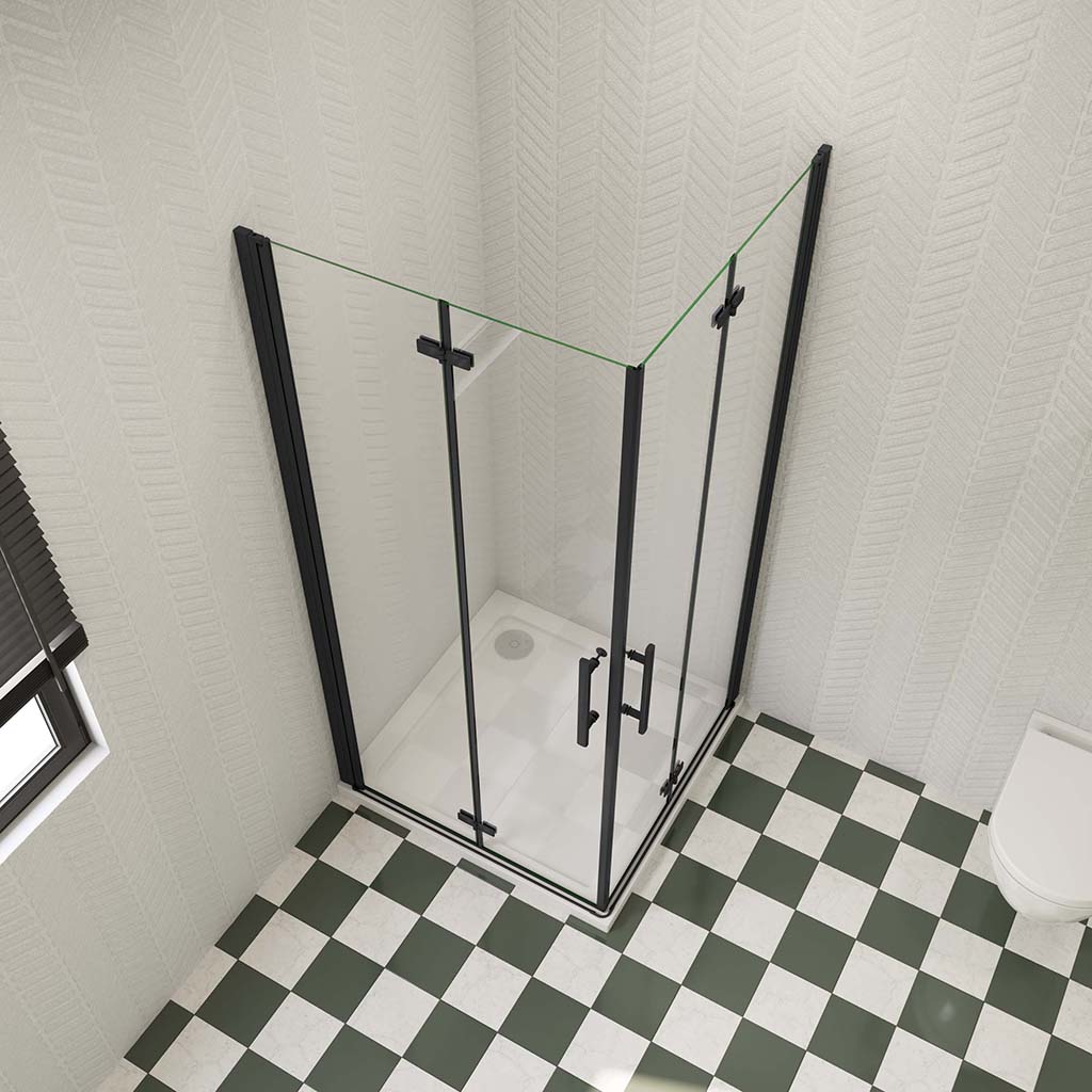 Duschkabinen Falttür Eckeinstieg 800x800xH1950mm Duschtasse Ablaufgarnitur für badezimmer