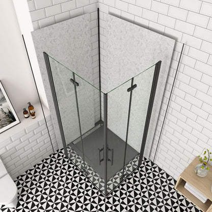 Duschkabinen Falttür Eckeinstieg 90x80 H195 cm duschrückwände badezimmer ideen