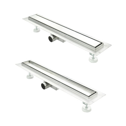 Edelstahl Duschrinne Duschablauf flach Bodenablauf Dusche Siphon mit Geruchsstop und Haarsieb 2 in 1 Muster 80cm