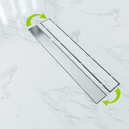 Edelstahl Duschrinne Duschablauf flach Bodenablauf Dusche Siphon mit Geruchsstop und Haarsieb 2 in 1 Muster 80cm