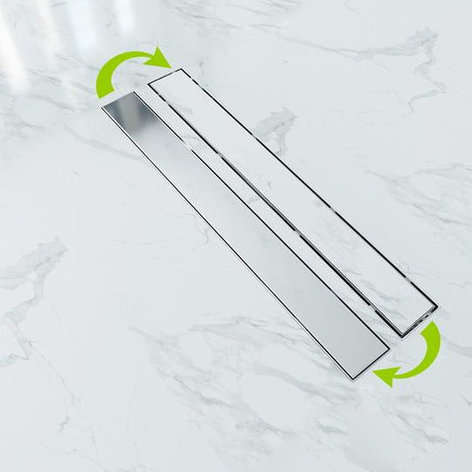 Edelstahl Duschrinne Duschablauf flach Bodenablauf Dusche Siphon mit Geruchsstop und Haarsieb 2 in 1 Muster 80cm