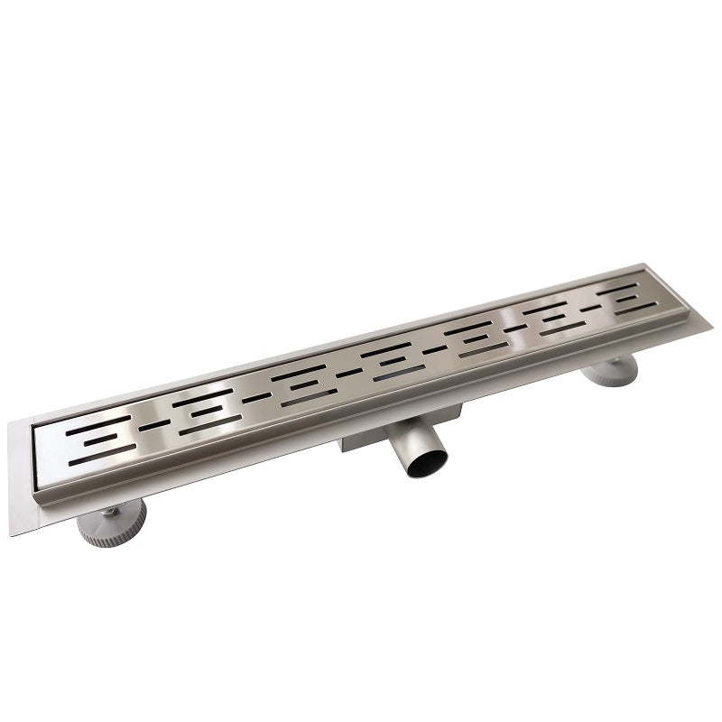 Edelstahl Duschrinne Duschablauf flach Bodenablauf Dusche Siphon mit Geruchsstop und Haarsieb 3-Reihen-Schlitze 90cm