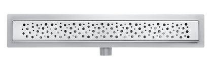 Duschrinne Edelstahl Duschablauf flach Bodenablauf Komplettset Siphon mit Geruchsstop und Haarsieb Kreise 80cm