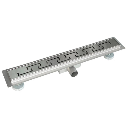 Duschrinne Edelstahl Duschablauf flach Bodenablauf Komplettset Siphon mit Geruchsstop und Haarsieb Griechisch 90cm