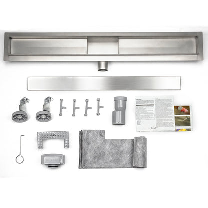 Edelstahl Duschrinne Duschablauf flach Bodenablauf Dusche Siphon mit Geruchsstop und Haarsieb 2 in 1 Muster 80cm