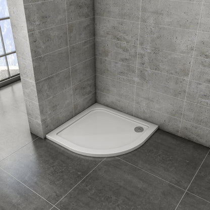 90x90cm Viertelkreis Runddusche Duschwanne Kunststein mit GelCoat-Oberfläche Brausewanne