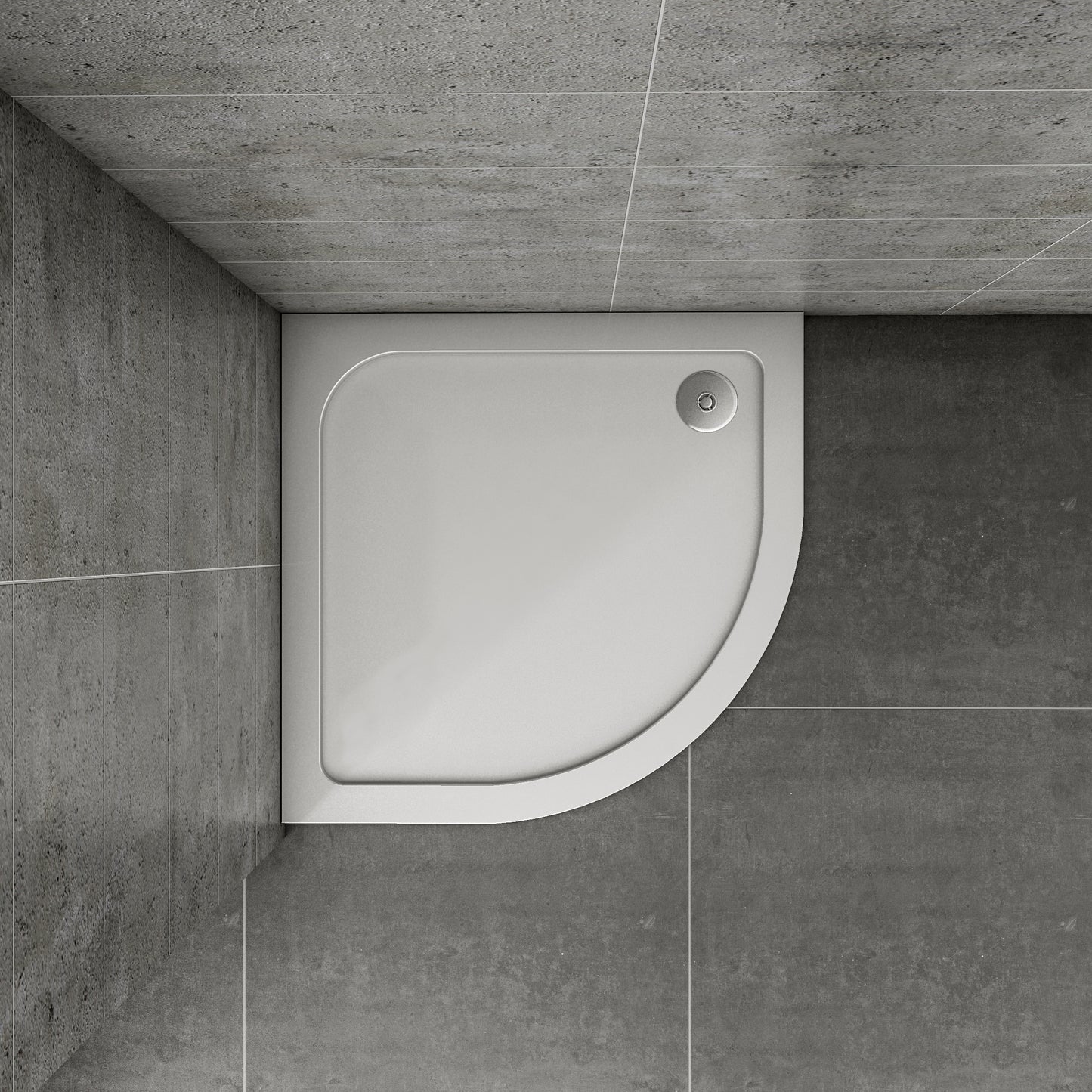 90x90cm Viertelkreis Runddusche Duschwanne Kunststein mit GelCoat-Oberfläche Brausewanne