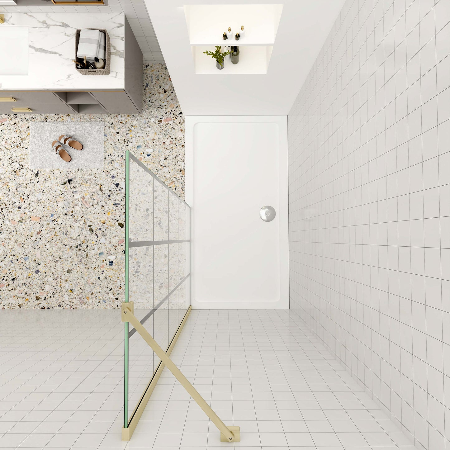 Duschtrennwand 8mm Gehärtetes Glas 140 cm Glaswand mit NANO-Beschichtung goldfarben