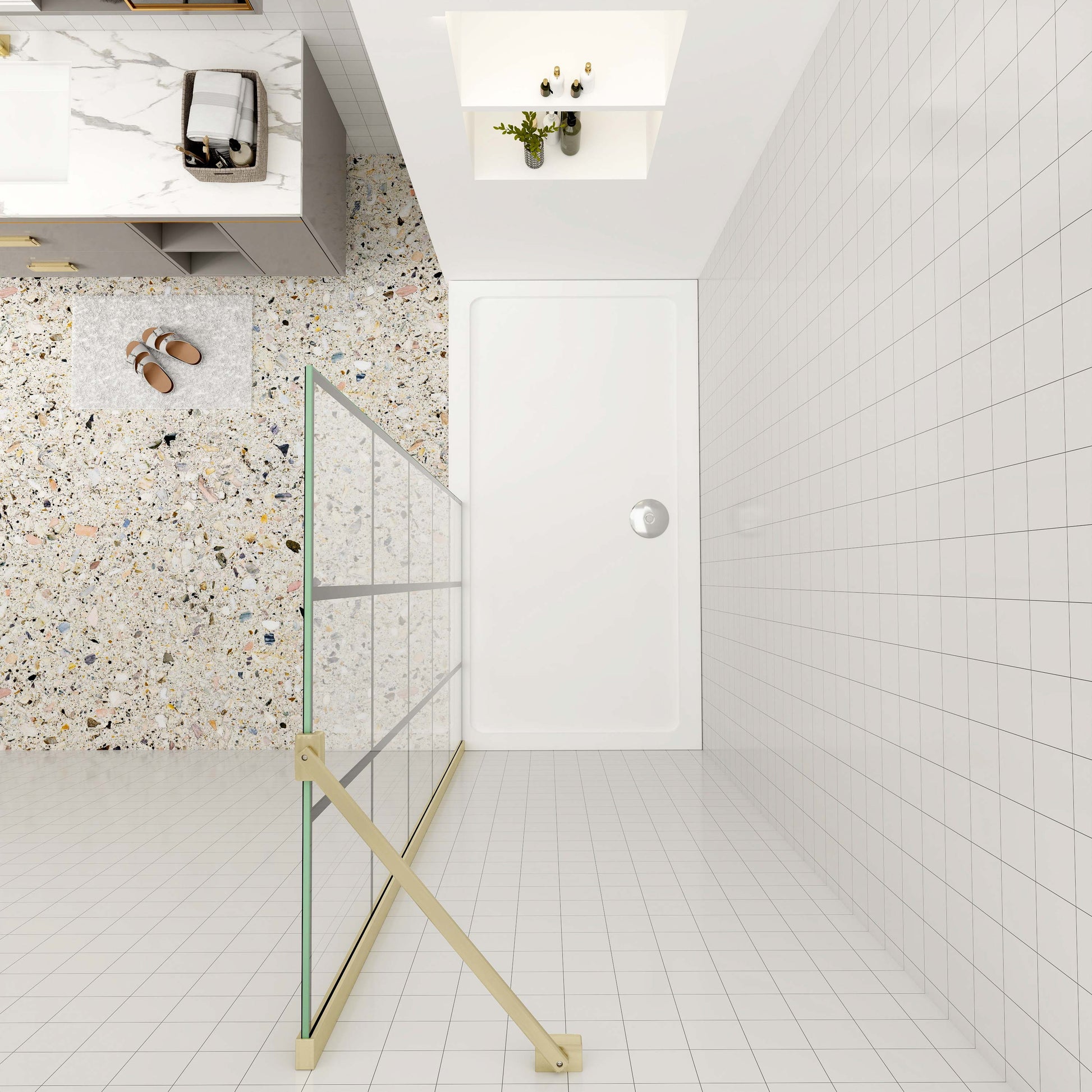 Duschtrennwand 8mm Gehärtetes Glas 140 cm Glaswand mit NANO-Beschichtung goldfarben