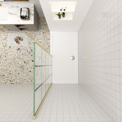 Duschtrennwand 8mm NANO Glas 100 cm Glaswand mit Deckenstütze goldfarben