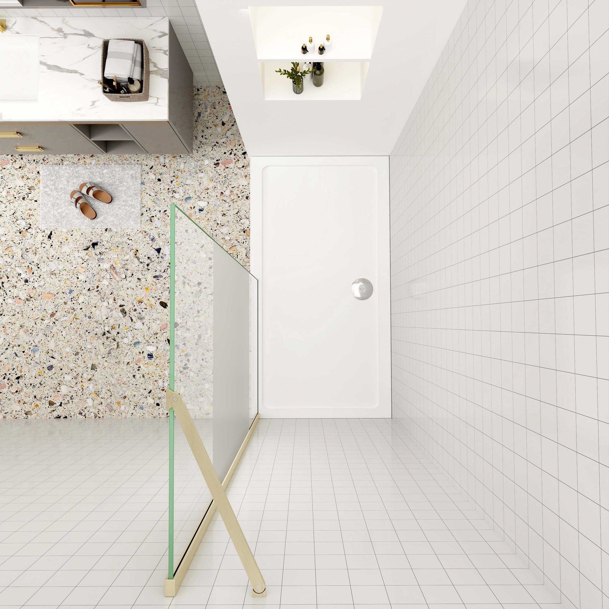 Duschtrennwand 8mm NANO Glas 110 x 200 cm goldfarben