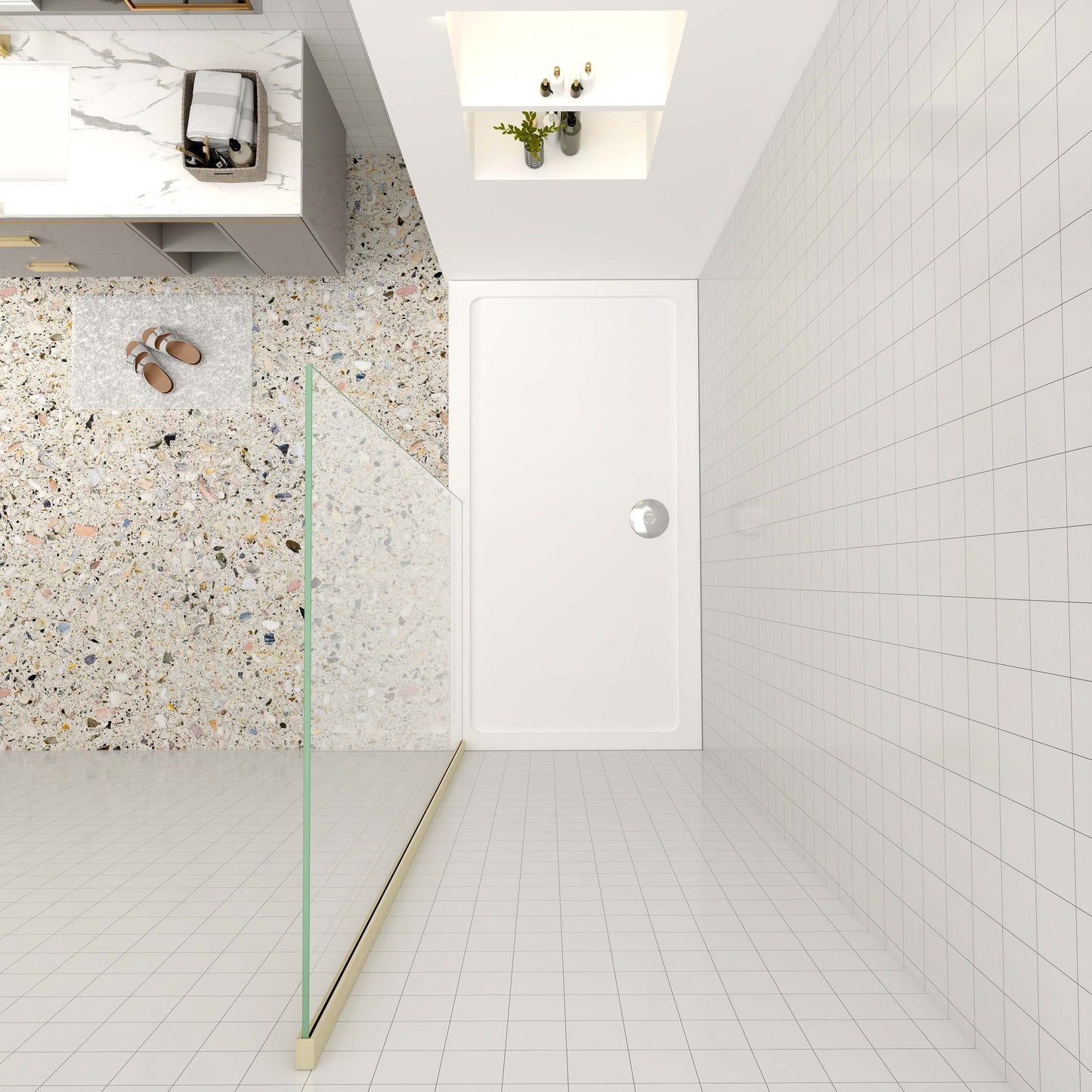 Duschtrennwand 8mm NANO Glas 130 cm Goldrahmen