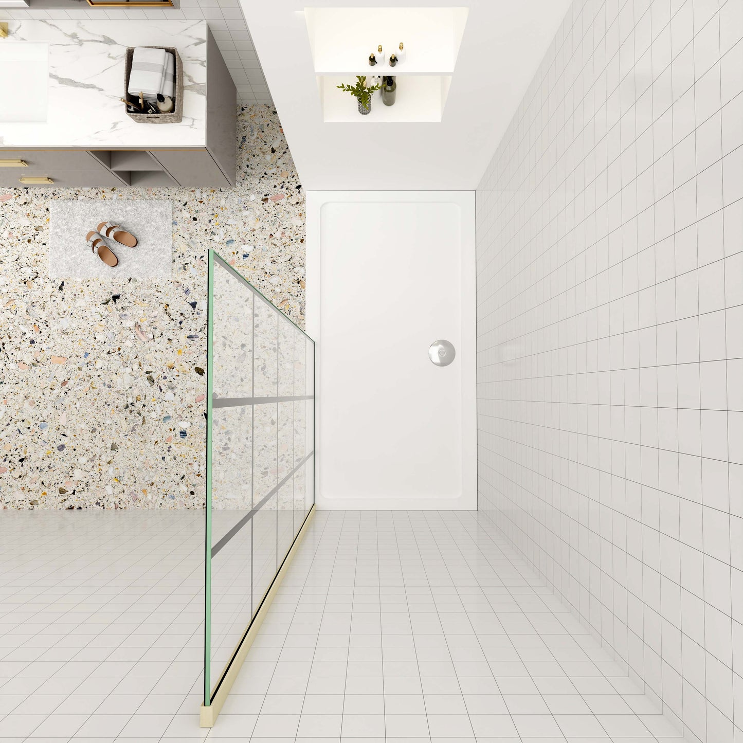 Duschtrennwand 8mm NANO Glas 140 cm Glaswand-Dusche Walk-in Dusche goldfarben