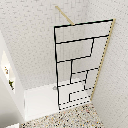 Duschtrennwand 8mm NANO Glas 70 cm Duschglaswand H200 cm goldfarben